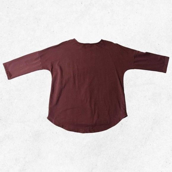 Doe & Rae Women‎ Size M Sweatshirt Red Brown Pullover 3/4 Sleeves Front Pocket - Picture 2 of 9